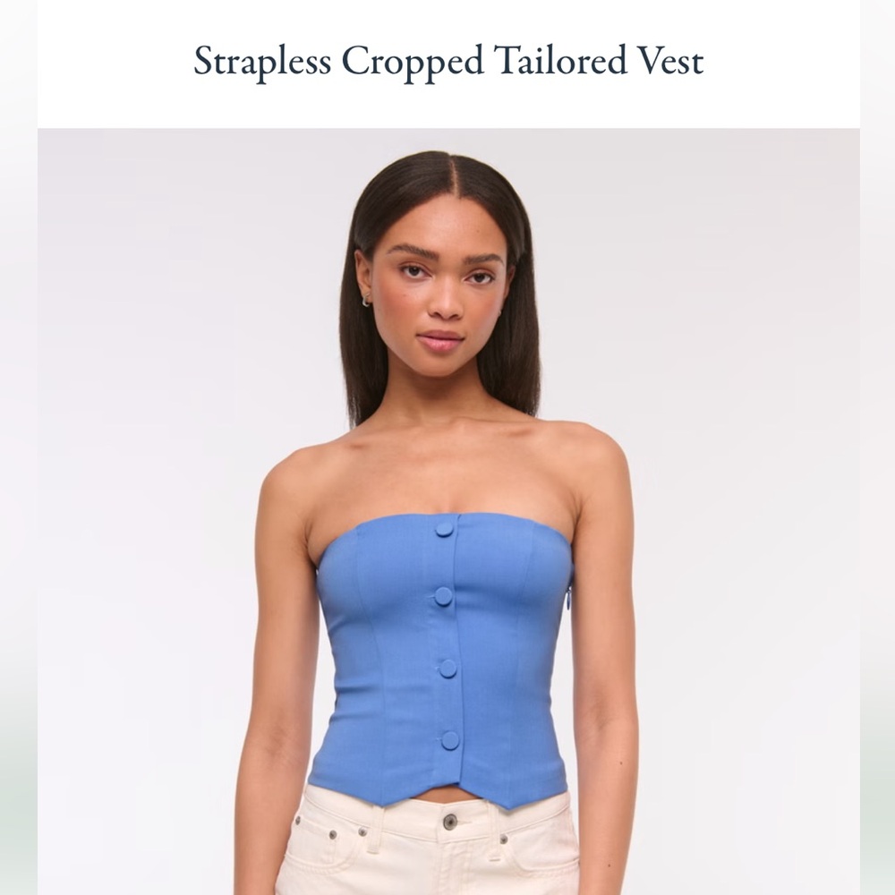 Abercrombie & Fitch Blue Strapless Crop Top